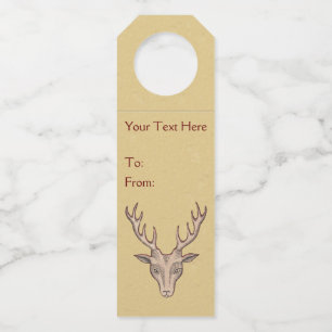 Hertenkop Groot gewei zwart geëtst gezicht tan Flessenhanger