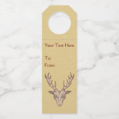 Hertenkop Groot gewei zwart geëtst gezicht tan Flessenhanger (Voorkant)