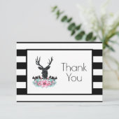 Hertenkop met bloemen en bergen feest bedankt kaar (Staand voorkant)