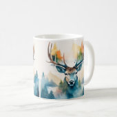 Hertenkop met gewei en bosbomen koffiemok (Voorkant rechts)