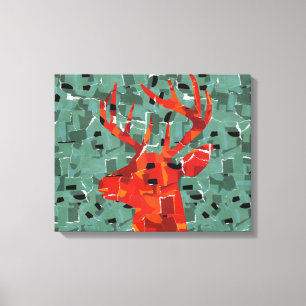 Hertenkop silhouet mozaïek canvas afdruk