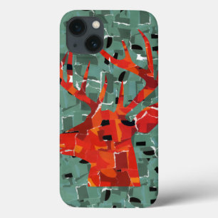 Hertenkop silhouet mozaïek iPhone 13 hoesje
