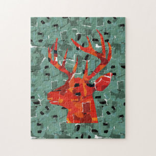 Hertenkop silhouet mozaïek legpuzzel