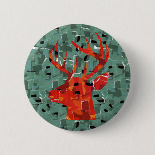 Hertenkop silhouet mozaïek ronde button 5,7 cm