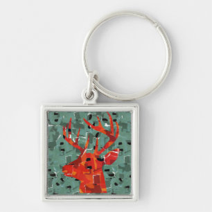 Hertenkop silhouet mozaïek sleutelhanger