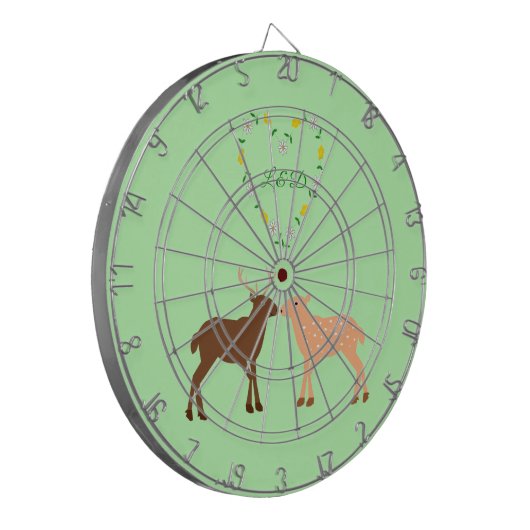 Hertenkoppel en madeliefjeshart op maat gemaakt dartbord (Voorkant Links)