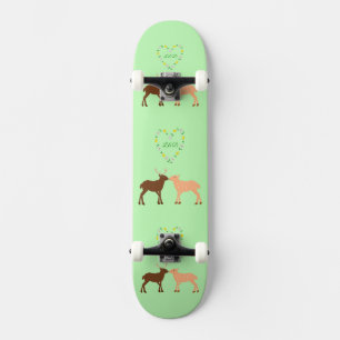 Hertenkoppel en madeliefjeshart op maat gemaakt skateboard