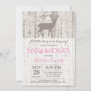 Hertenmeisje Baby Shower Uitnodiging Rustieke Wild