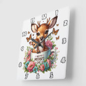 Hertenmoeder: Fawn, Flowers, Moederdag Vierkante Klok (Hoek)