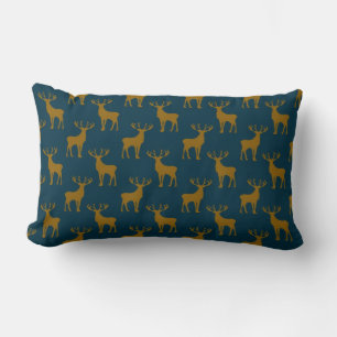 Hertenpatroon bruin en blauw kussen