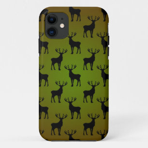 Hertenpatroon op groen bruin iPhone 11 hoesje