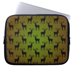 Hertenpatroon op groen bruin laptop sleeve