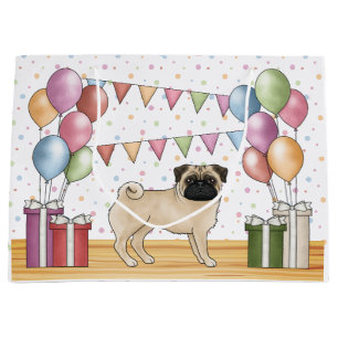 Hertenpoedel-hond kleurrijke pastel verjaardagsbal groot cadeauzakje