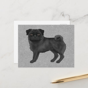 Hertenpoedel Hond Zacht Kartonnen Illustratie Blau Briefkaart