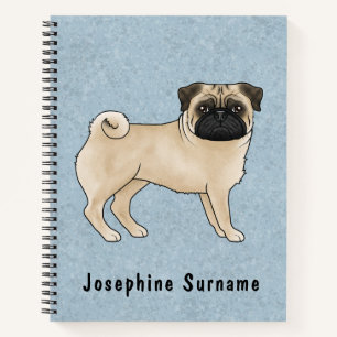 Hertenpoedel Hond Zacht Kartonnen Illustratie Blau Notitieboek