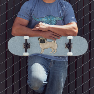 Hertenpoedel Hond Zacht Kartonnen Illustratie Blau Skateboard