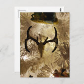 hertenschedel ornament witte kerstboom briefkaart (Voorkant / Achterkant)