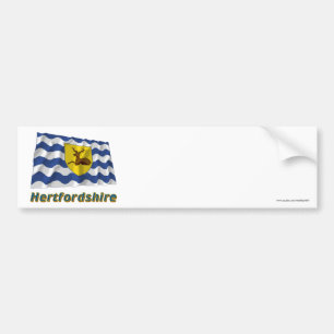 Hertfordshire Waving Flag met naam Bumpersticker