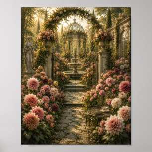 Hertogin Dahlia Tuin Vintage Botanisch Poster