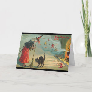 Heruitgave van de Victoriaans Witch & Cat Hallowee Kaart