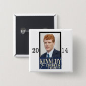 Herverkies Joseph P. Kennedy, III Vierkante Button 5,1 Cm (Voorkant /achterkant)