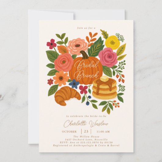 Hervorragende herfst bruidsbrunch uitnodiging met (Voorkant)