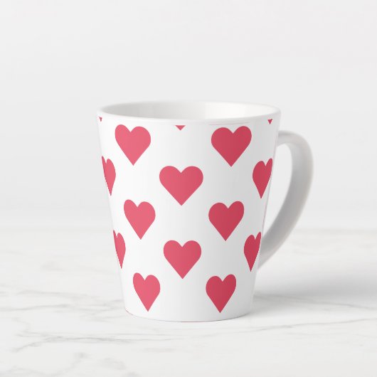 Herz & Heart & Herzen Hearts roze-wit Latte Mok (Rechterhoek)