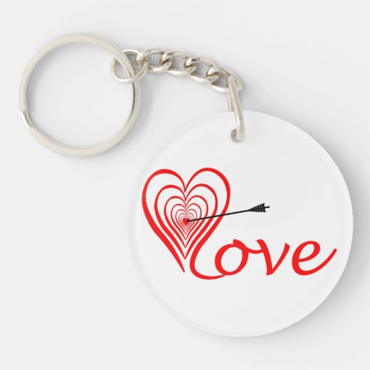 Herz Liebe Dartscheibe mit Pfeil Sleutelhanger (Voorkant)