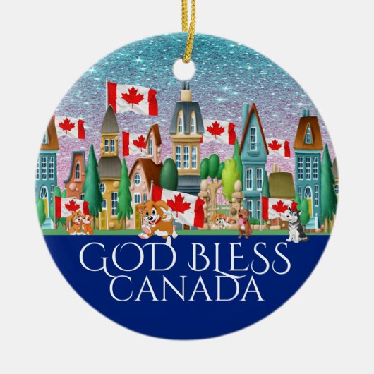 HERZIENE God Bless Canada Ceramic Ornament (Voorkant)