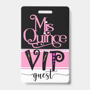 Herziene Mis Quince VIP-badge - Zie achterkant Badge