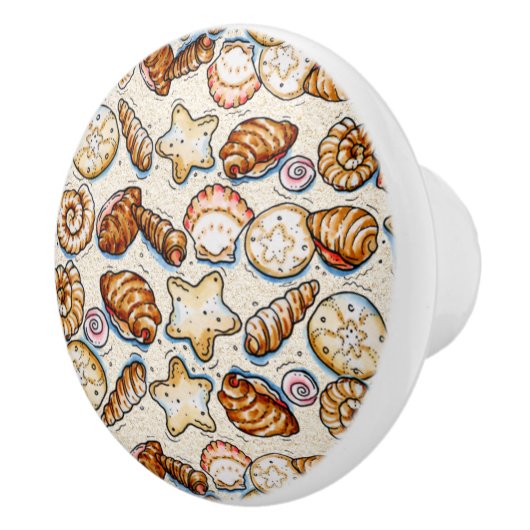 HERZIENE Tiny Shells Tiny Drawer Knobs Keramische Knop (Rechts)