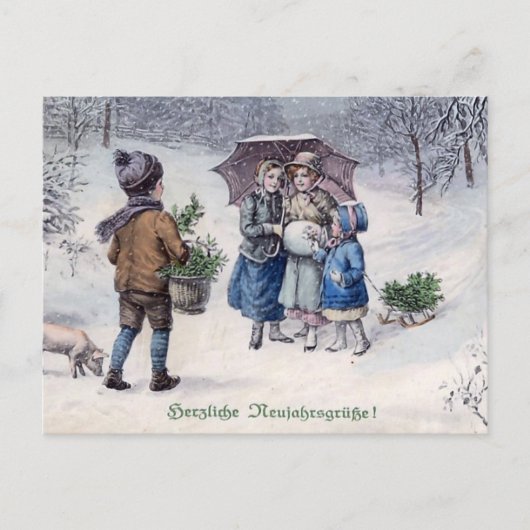 "Herzliche Neujahrsgrusse"  Duits Briefkaart (Voorkant)