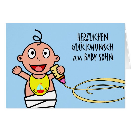 Herzlichen glückwunsch zum baby sohn, Duitse Kaart (Voorkant Horizontaal)