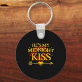 He's My Midnight Kiss Matching Couples Valentine’s Sleutelhanger (Voorkant)