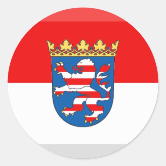 Hessen Vlag Gem Ronde Sticker (Voorkant)