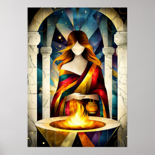Hestia - Cubistische Minimalistische Legende - God Poster