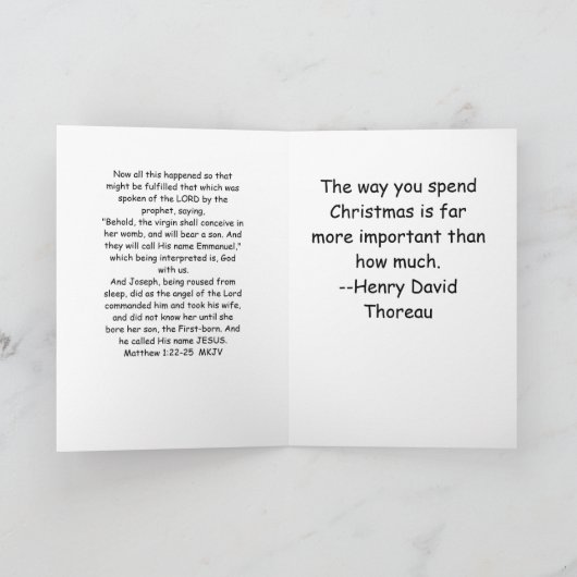 Het 1:22 van Matthew - Kerstkaart 25 Feestdagen Kaart (Binnen)
