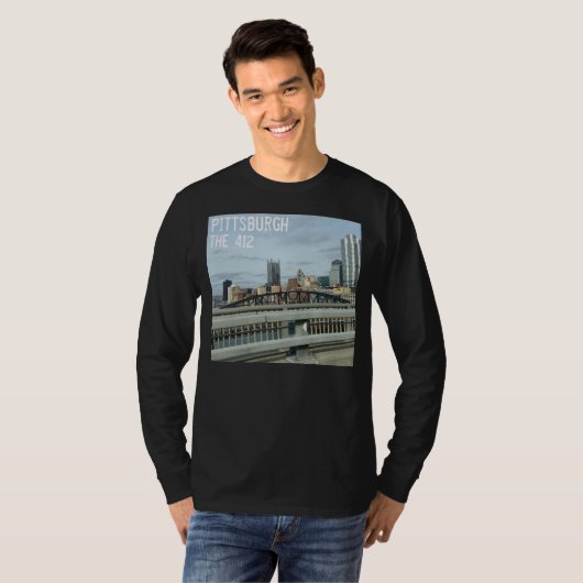 Het 412 Pittsburgh Uitzicht lange hoes T-shirt Man (Voorkant volledig)
