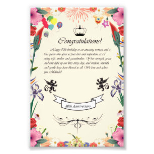 Het 80ste Wenskaart van Melinda Foto Afdruk