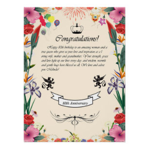 Het 80ste Wenskaart van Melinda Perfect Poster