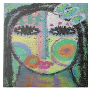 Het aanbrengen van Abstracte acrylverf op OSB met  Tegeltje