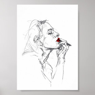 Het Aanbrengen van Rode Lippenstift Poster
