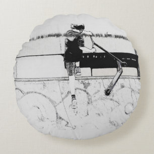 Het aanlanden - Stunt Scooter Rider Round Pillow Rond Kussen