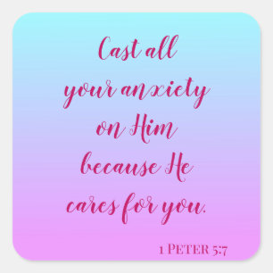 Het aanmoedigen van woorden om angst te overwinnen vierkante sticker