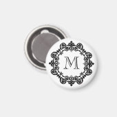Het Aanvankelijke Zwarte Witte Vintage Medaillon Magneet (Voorkant / Achterkant)