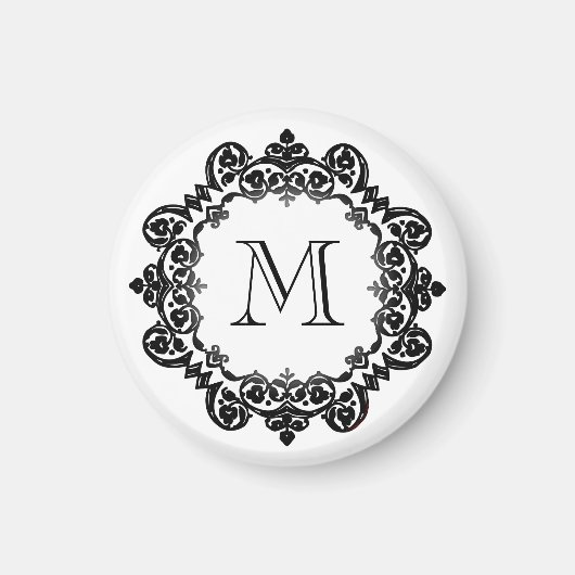 Het Aanvankelijke Zwarte Witte Vintage Medaillon Magneet (Voorkant)