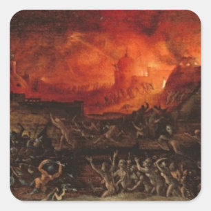 Het aanwakkeren van de hel vierkante sticker