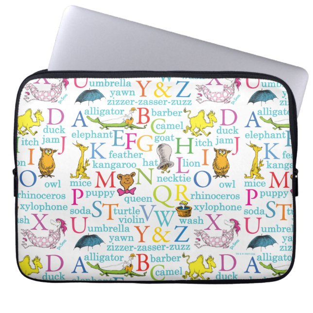 Het ABC-patroon van Dr. Seuss met woorden Laptop Sleeve (Voorkant)