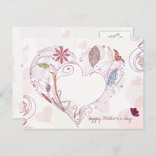 Het abstracte bloemenbriefkaart van het hart feestdagenkaart (Voorkant / Achterkant)