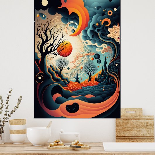 Het Abstracte landschap van het Poster van de Draa (Keuken)